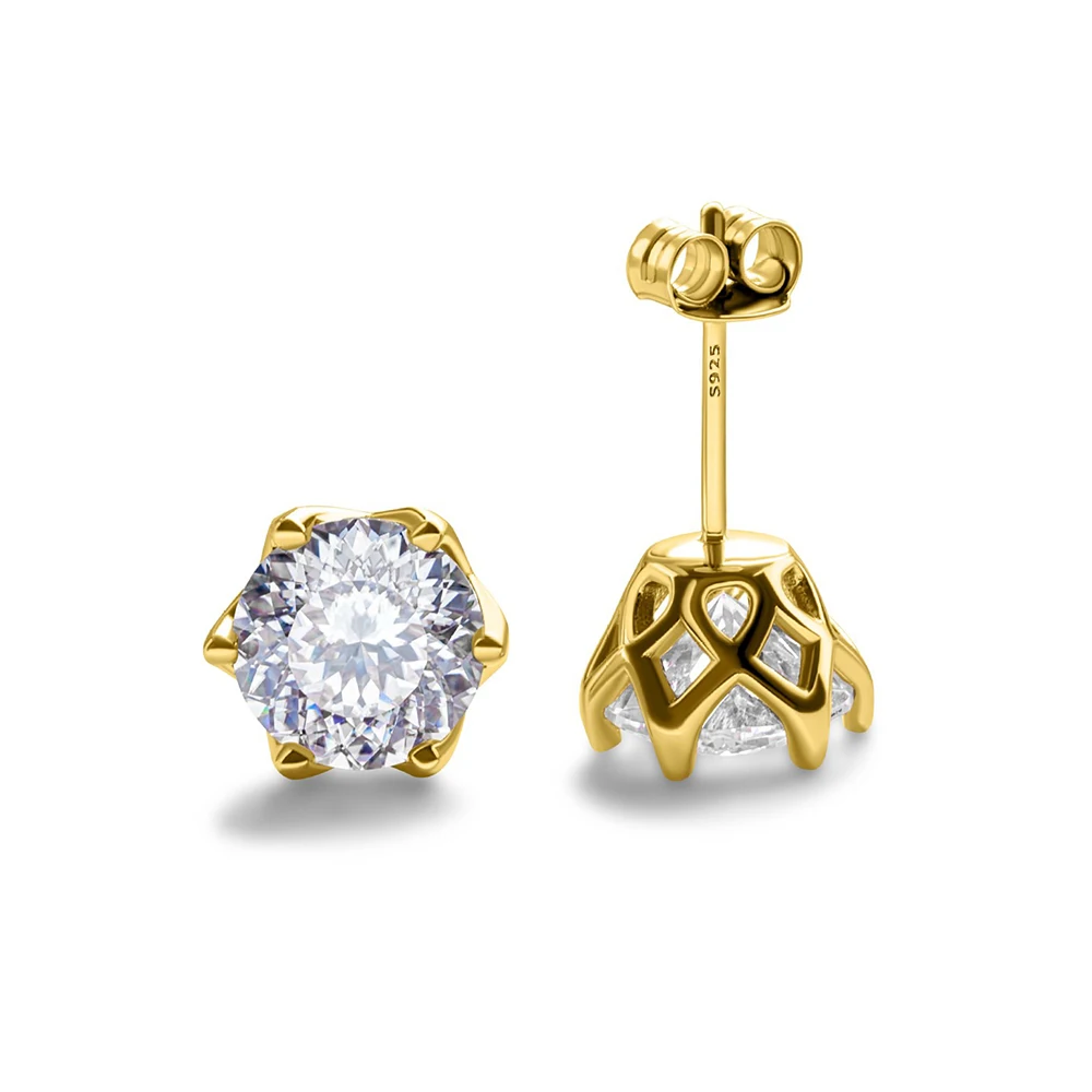 JoyceJelly 18k Vergoldete S925 Sterling Silber Grüne Moissanit-Ohrringe für Damen Klassisches 6-Krallen-Design Valentinstag-Geschenk – Detail 16