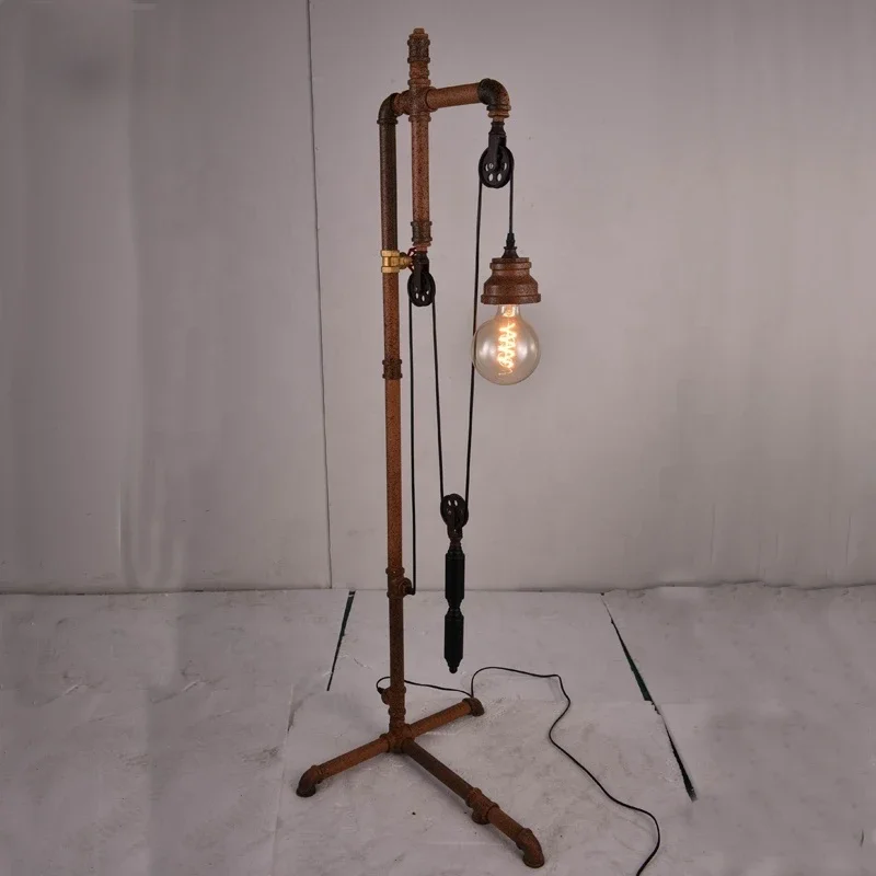 Rustic steampunk loft retro floor lamp living room corner industrial vintage standing floor lamp