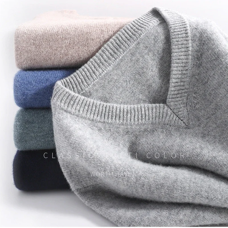 Super Cashmere Sweater Men Pullover Autumn Winter Warm Classic V-neck Clothes Male Jumper Jersey Hombre Pull Homme 4XL