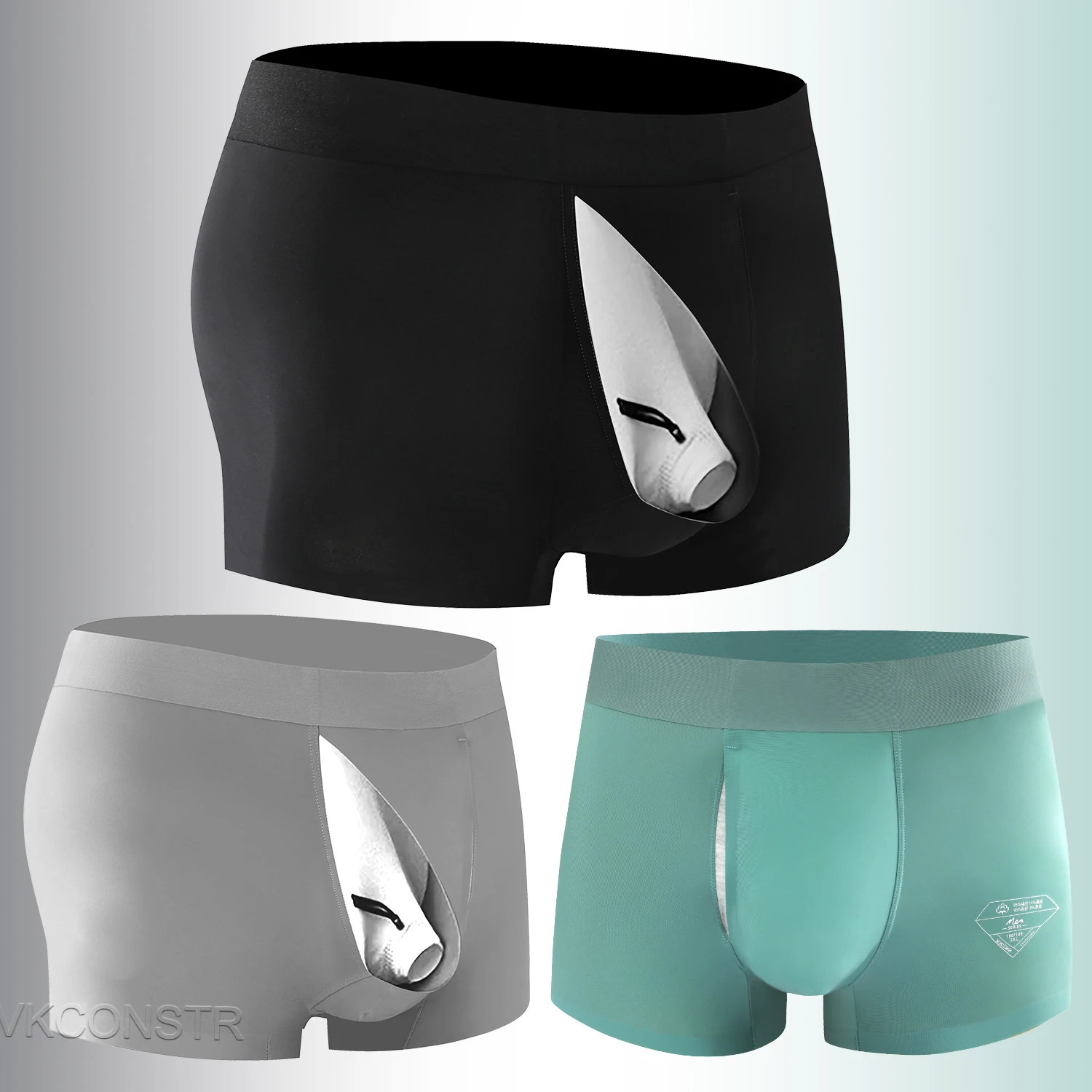 

Мужские трусики с коррекцией разделения, бесшовные трусы из ледяного шелка с открытыми отверстиями, крайняя плоть, длинное мужское чувствительное нижнее белье для уменьшения трения