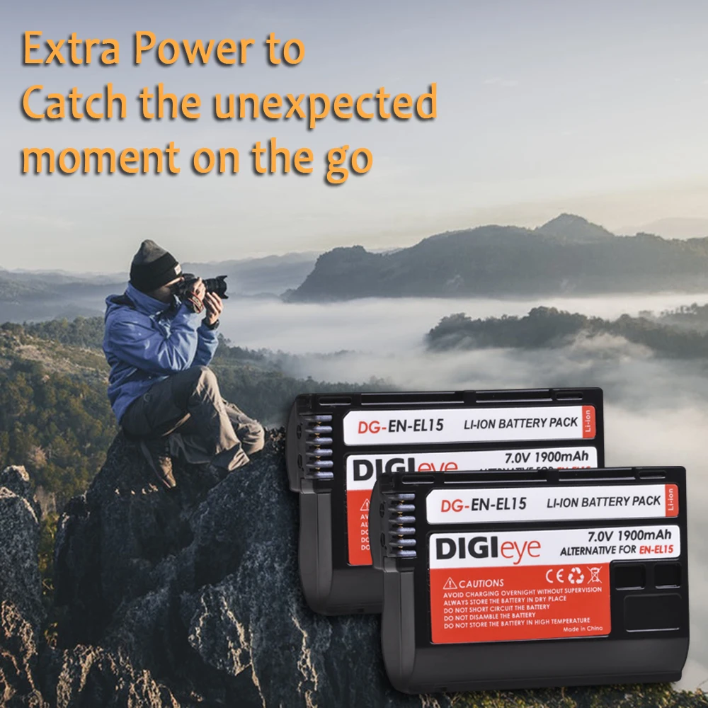 Batería + cargador USB dual LED para batería EN-EL15 EN-EL15A y Nikon D600 D610 D750 D800 D810 D850 D7000 D7100 D7200 1 v1