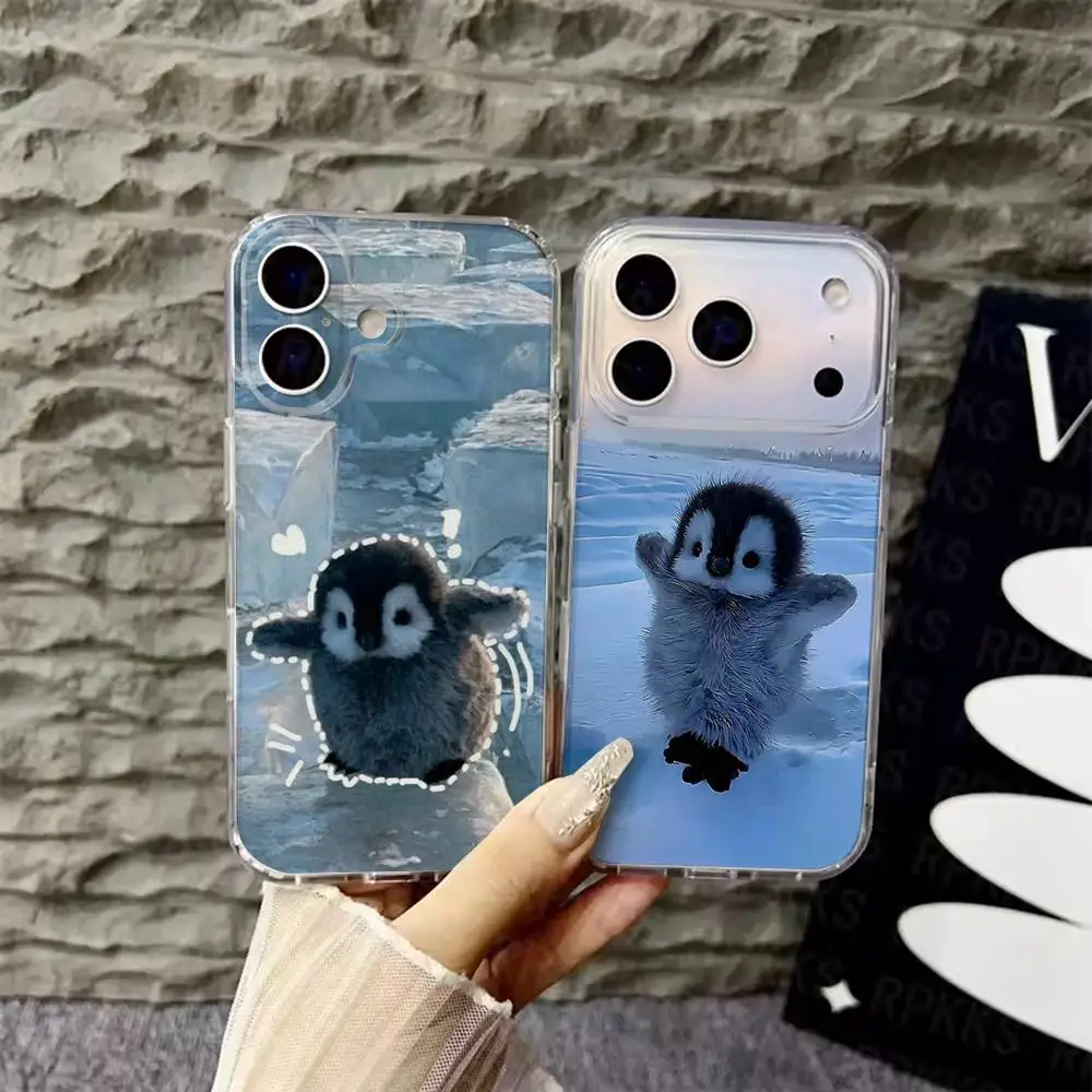 

Lovely Penguin Phone Case For iPhone 6,16,15,14,13,12,11,17 Pro,Max,Plus,X,XS,XR,SE,Mini Transparent Soft Cover