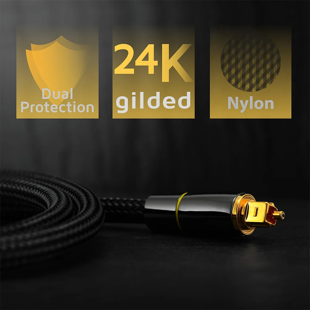 Optical Audio Cable Male to Female Black Fiber Core for Sound Bar High Density Shielding Gold Plated Contacts for Home