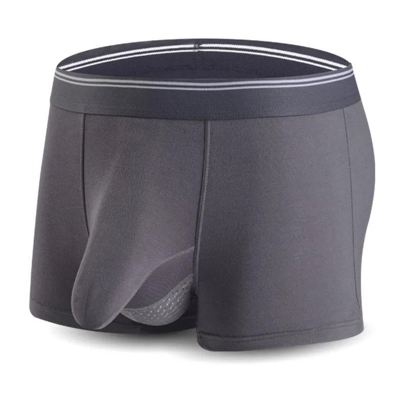 

Mens Modal Underwear Dual Pouch Boxer Shorts Ball Hammock Scrotal Mesh Breathable Gym Sports Plus Size Ropa Interior Deportiva