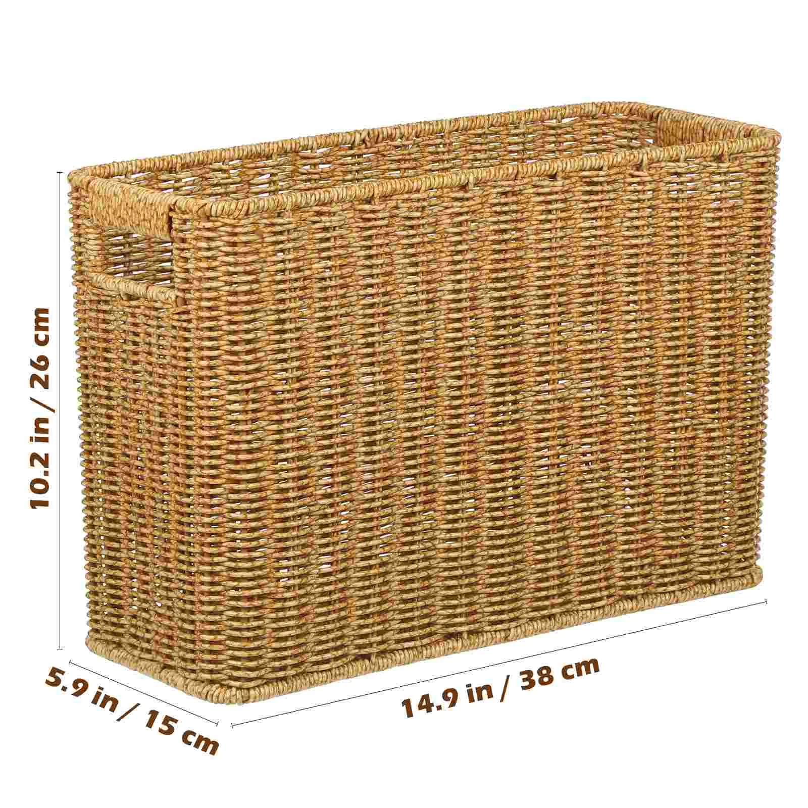 Magazine Newspaper Basket Sundries Storage for Table Dustbin Desktop Woven Decorative Baskets Home Supplies Rattan Toy