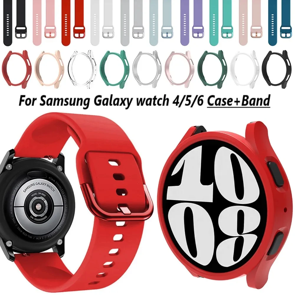 Etui+opaska dla Samsung Galaxy Watch 4/5/5Pro/6 40mm 44mm 45mm PC Hollow Cover Protective Bumper Shell dla Watch 4/6 Classic 42mm 46mm 43mm 47mm Pasek