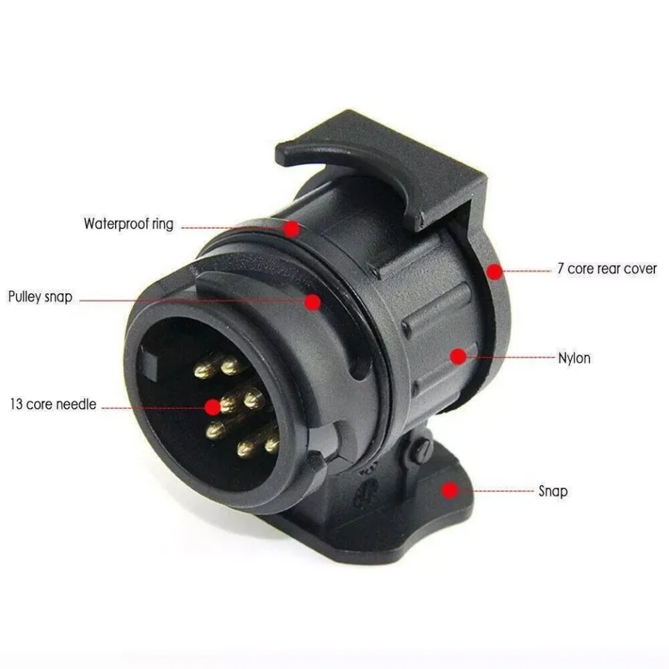 Adaptador de Remolque de 13 Pines a 7 Pines, Conector de Enchufe para Remolque, Caravana, Camión, Barra de Remolque, Adaptador de Enchufe para Automóvil, 12V, Impermeable, Convertidor de Enchufe Eléctrico