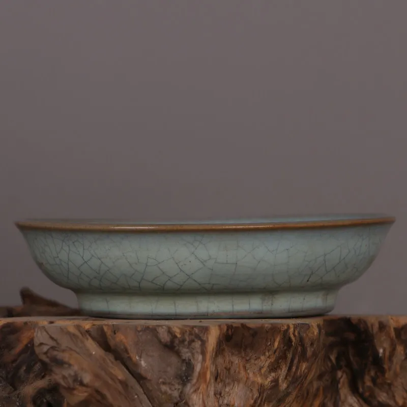 Song Dynasty Style Ru Ware Celadon Crackle Glaze Dish Plate Vintage Home Decor Collectible