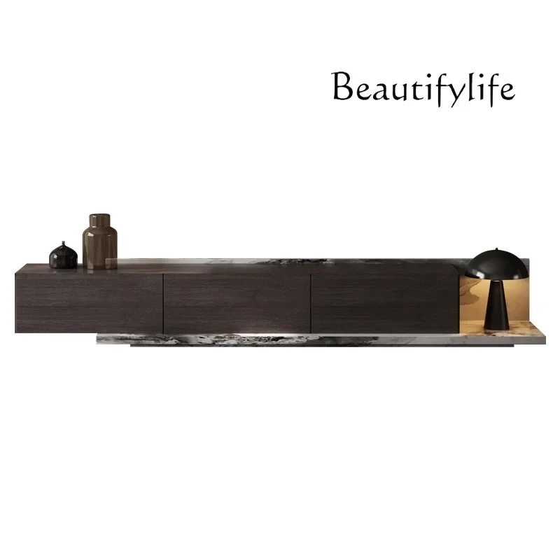 

Italian solid wood rock panel TV cabinet floor coffee table TV cabinet combination modern living room home floor cabinet