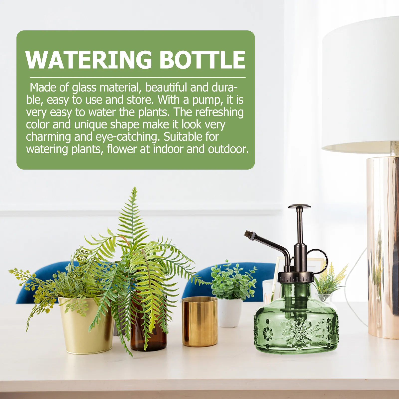 

1Pcs Retro Glass Watering Pot Easy Use for Indoor Outdoor Potted Plants Bonsai Succulent Sprayer Watering Can Glass Spray Bottle