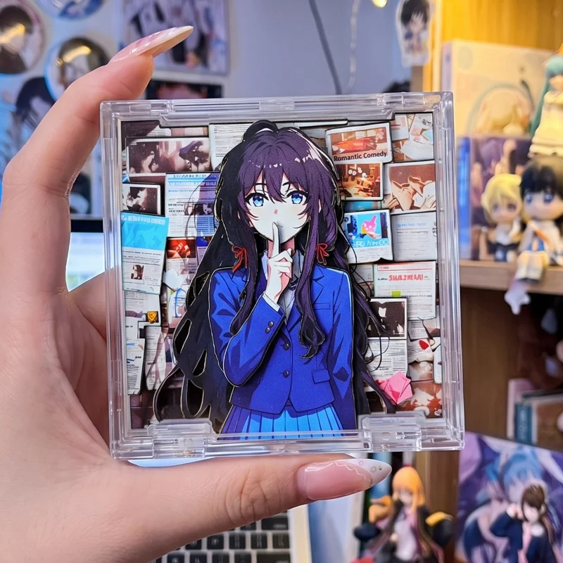 Suitable for My Teen Romantic Comedy SNAFU 8‑Layer 3D Layered Art Picture 7.8x7.8x2cm Anime Yukino Yukinoshita Ornament Gifts