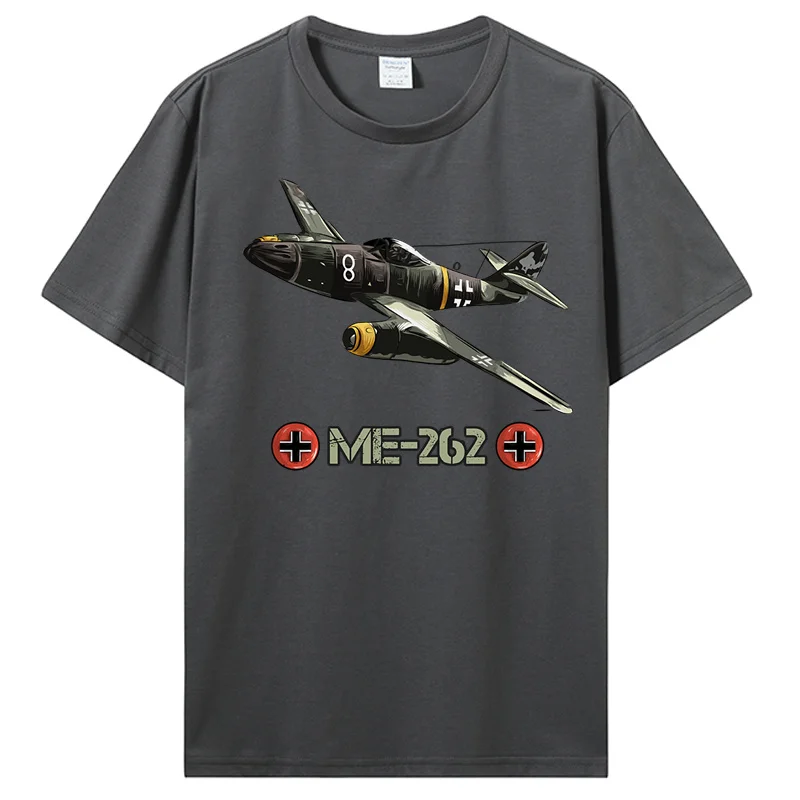 World War 2 German Aircraft ME 262 Fighter Jet Memorabilia T-Shirt Men Cotton O-neck Tshirt Hip Hop Tees Streetwear Harajuku