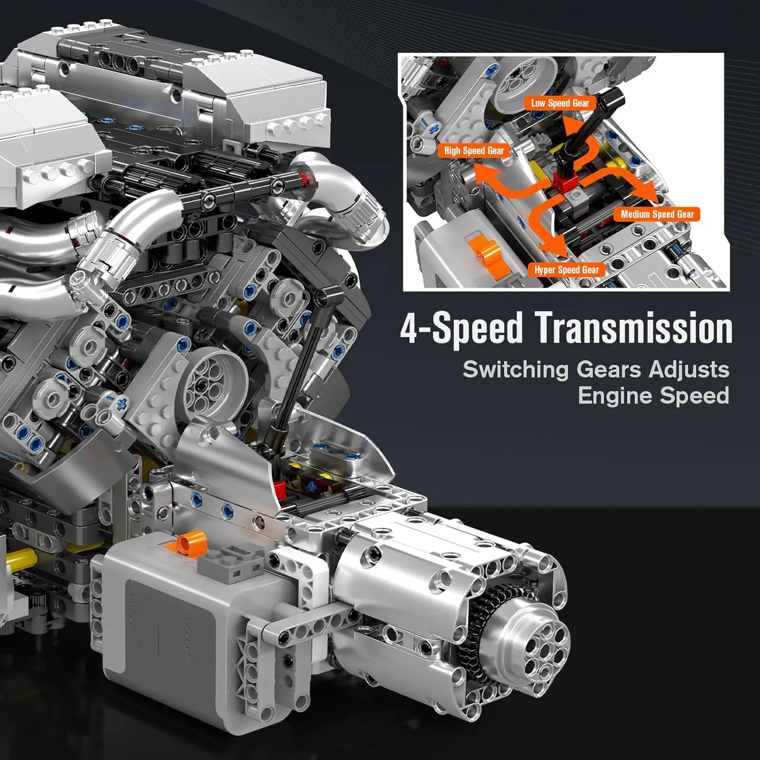 Engine Model Kit - Build Your Own Cars 4-Speed Transmission Engine That Works - DIY STEM Project for Kids/Teens, Hobby