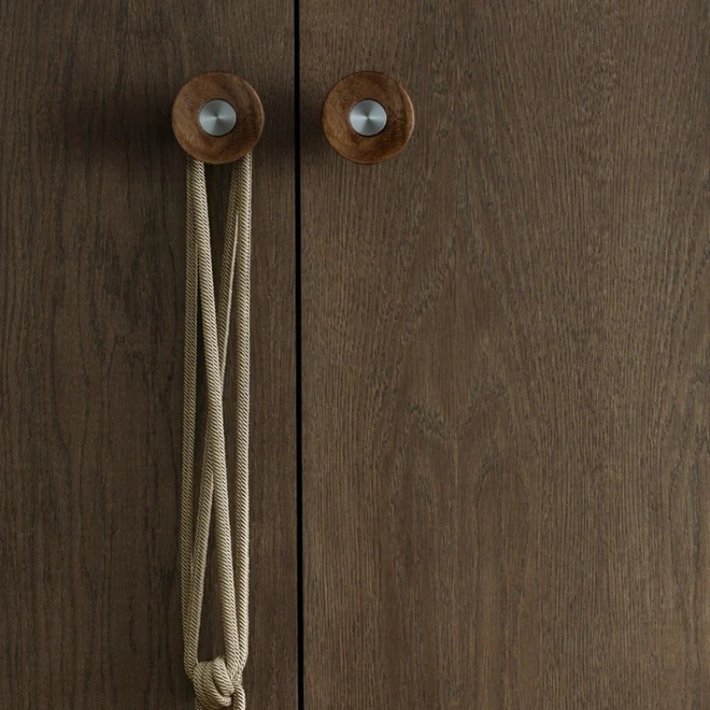 Modern Walnut Handle Stainless Steel Glass Door Pull Wall Hook for Entryway Wardrobe Coat Hanger Multi-Functional Home Decor