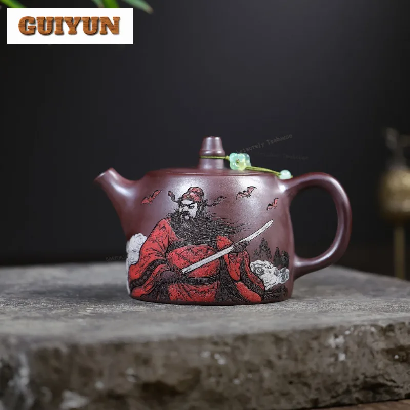 

400ml Boutique Yixing Purple Clay Teapots Handmade Han Duo Pot Raw Ore Purple Mud Kettle Zisha Tea Set Tableware Collection