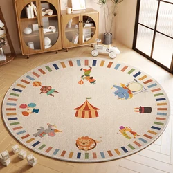 Cartoon Style Rugs for Bedroom Washable Living Room Decoration Round Carpet Anti-slip Children's Room Floor Mat Soft Bedside Rug