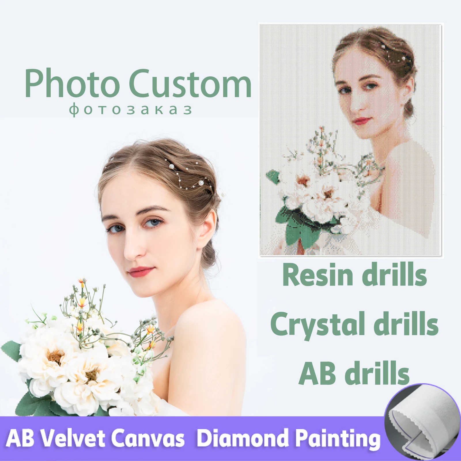 100% Crystal Custom Resin Diamond Painting Photo Full Drill DIY 5D Mosaic Embroidery Hobby Birthday Part AB Velvet Canvas Gift