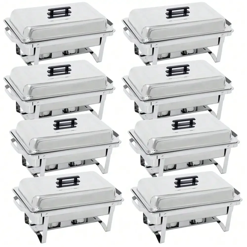 8 Pack 8QT Chafing Dish Wedding Buffet Stainless Steel Chafer Catering Full Size