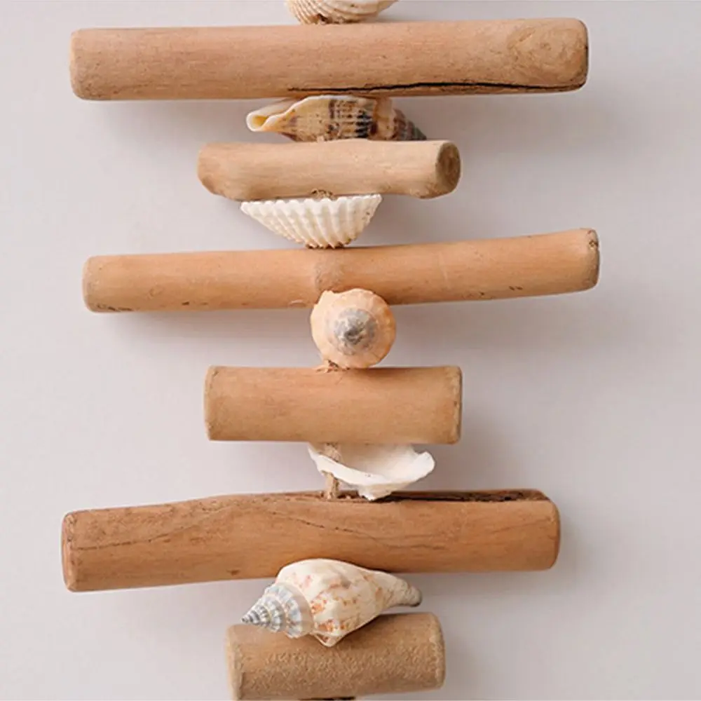 Creative Mediterranean Fish Pendant Wood Carving Figurine Ocean Theme Accessories Shell Wall Hanging Decoration Living Room