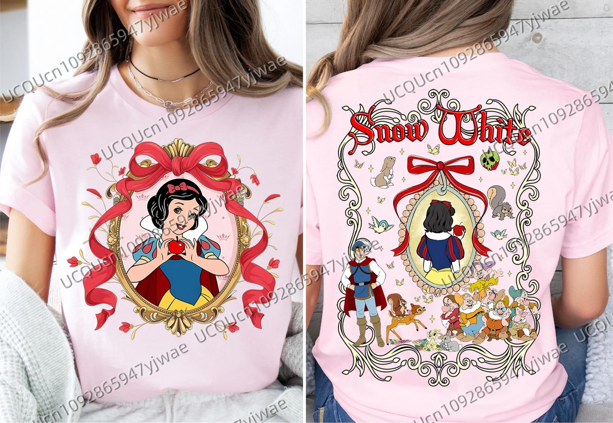 

Snow White and the Seven Dwarfs Women's Short Sleeve Casual Cotton Princess Snow White Gift Girls Trip Tee Princess Snow White T