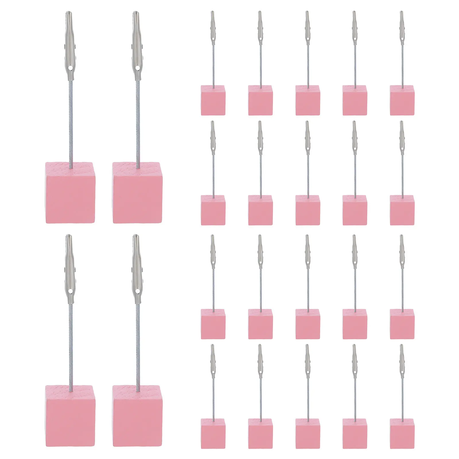 24PCS Wooden Place Card Holders with Alligator Memo Clips Table Number Stands Photo Note Message Holder for Wedding Desk Decor