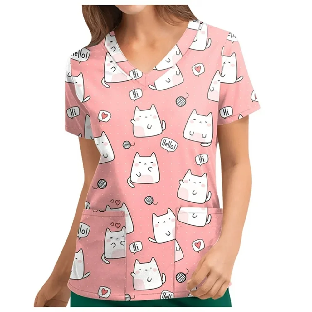 プラスサイズ Vネック レディース カジュアル ルーズフィット 新しいスタイル 花柄 半袖 Tシャツ |   オーバーサイズ ホリデー ウィークエンド トップ