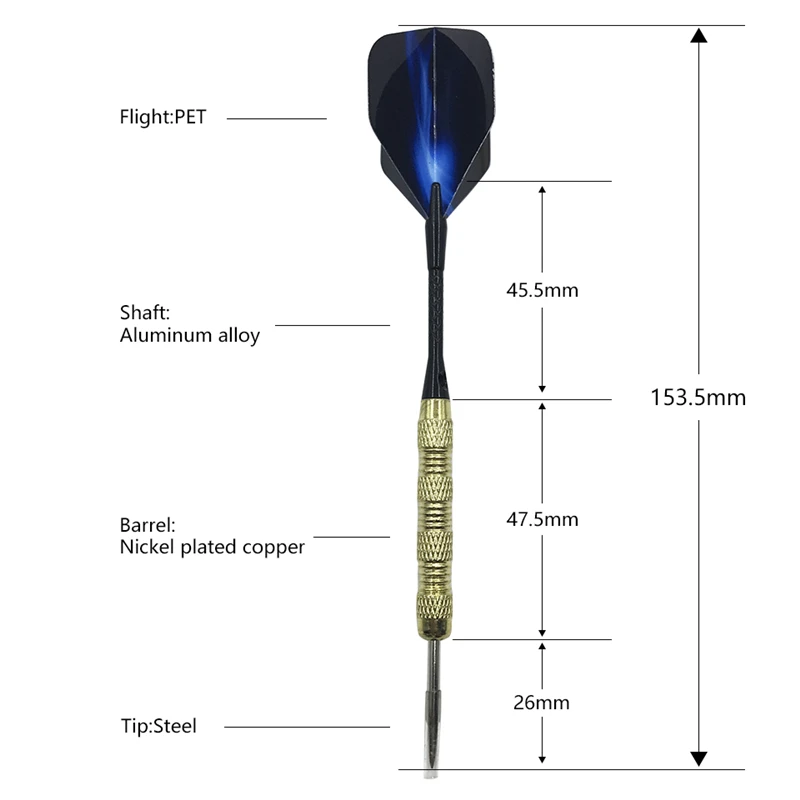New 3Pcs Steel Tip Darts Indoor Sports Entertainment Dart Plated Copper Dart Body Aluminium Alloy Shaft Flight view 3