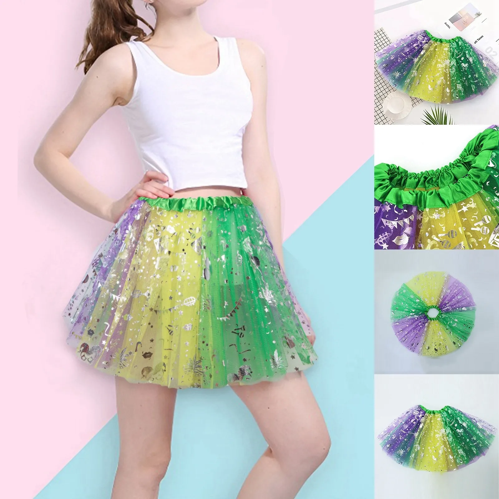 Toddler Girls Tutu Skirt Flower Pleated Princess Skirts Short Dress Dance Children 2 3 4 5 6 Year Dance Elastic Waist Skirt Mini