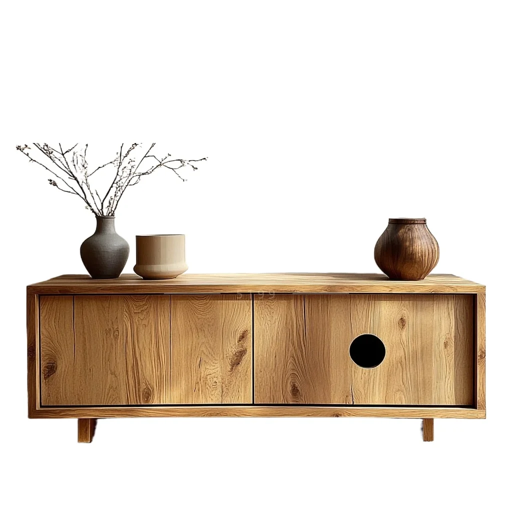 

Solid wood dining side cabinet, old elm storage low cabinet in the living room of medieval homestay, retro entrance cabinet