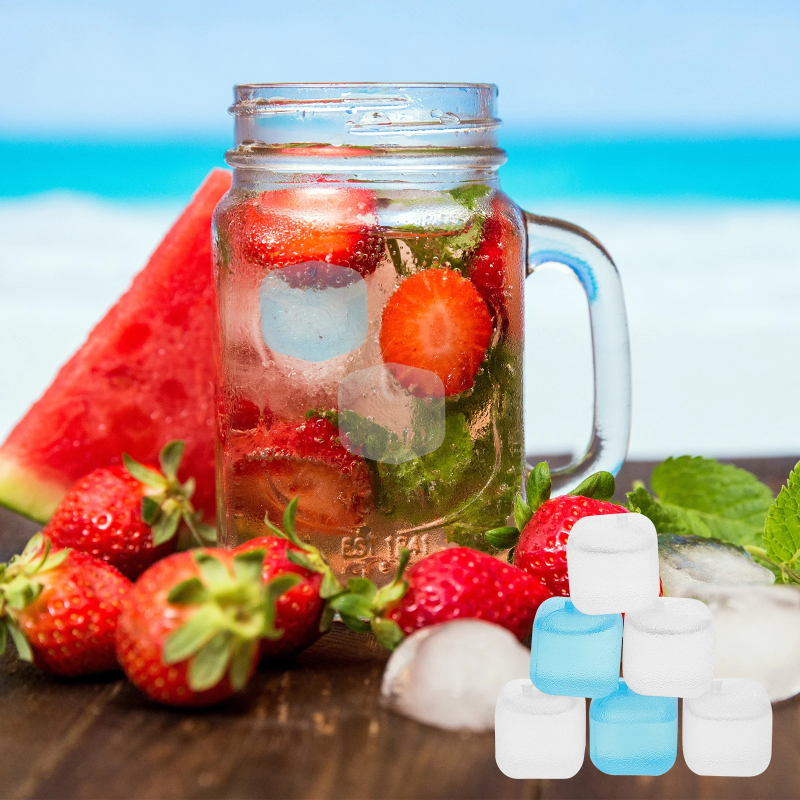 

24Pcs Reusable Whiskey Cubes Smooth Non-Toxic PP Ice Substitutes for Wine Coffee Drinks Fast Cooling Freezer Chill Stones