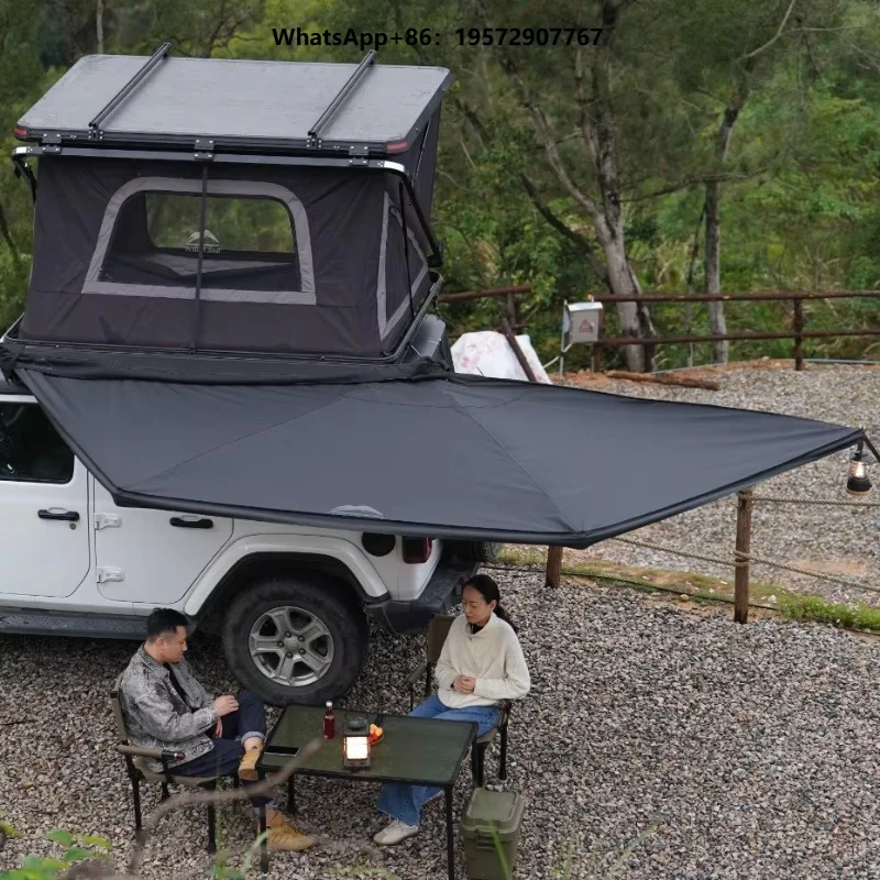 2025 New Style Free Standing 4x4 Car Awning 180 Degree Waterproof LED Canopy with Oxford Fabric and Aluminum Pole