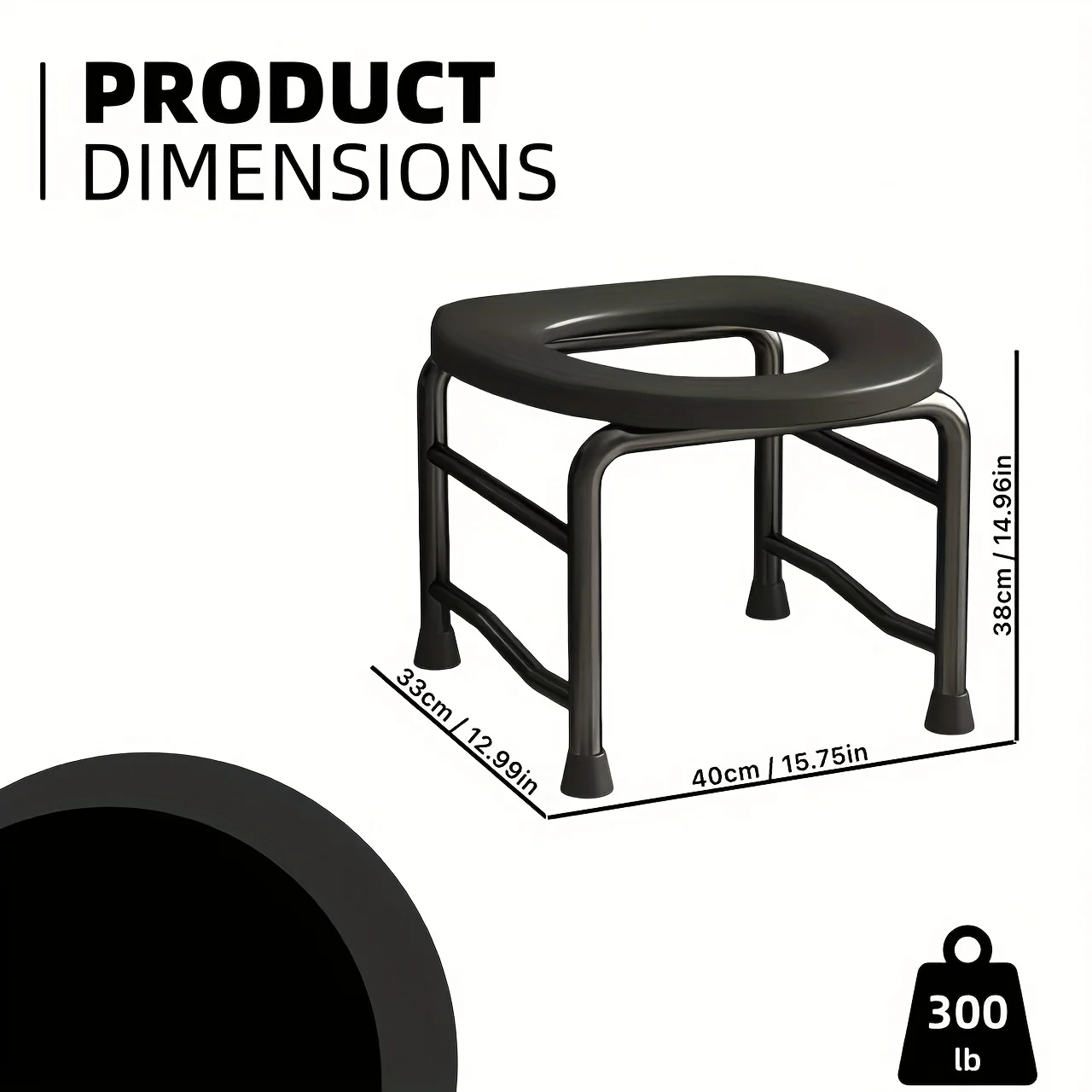 Conjunto Gratuito de Três Peças (Prancha de Banho, Almofada de Assento, Cadeira de Comodo) Cadeira Sanitária Fixa em Aço Carbono, À Prova de Ferrugem e Fácil de Limpar, Adequada para Uso Temporário em Banheiros e Exteriores