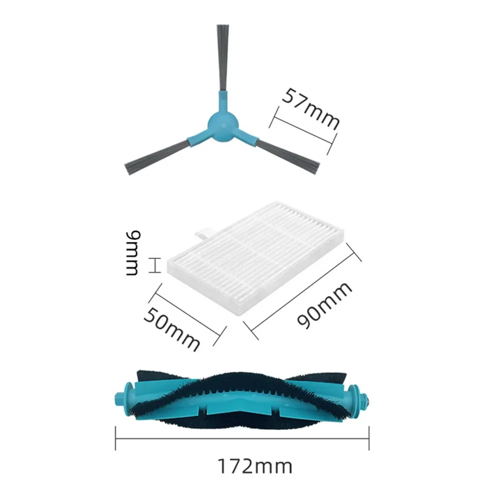 Replacement Kit For Mamibot EXVAC700 Pioneer Main Brush Side Brushes And Filter Set For Optimal Cleaning Performance