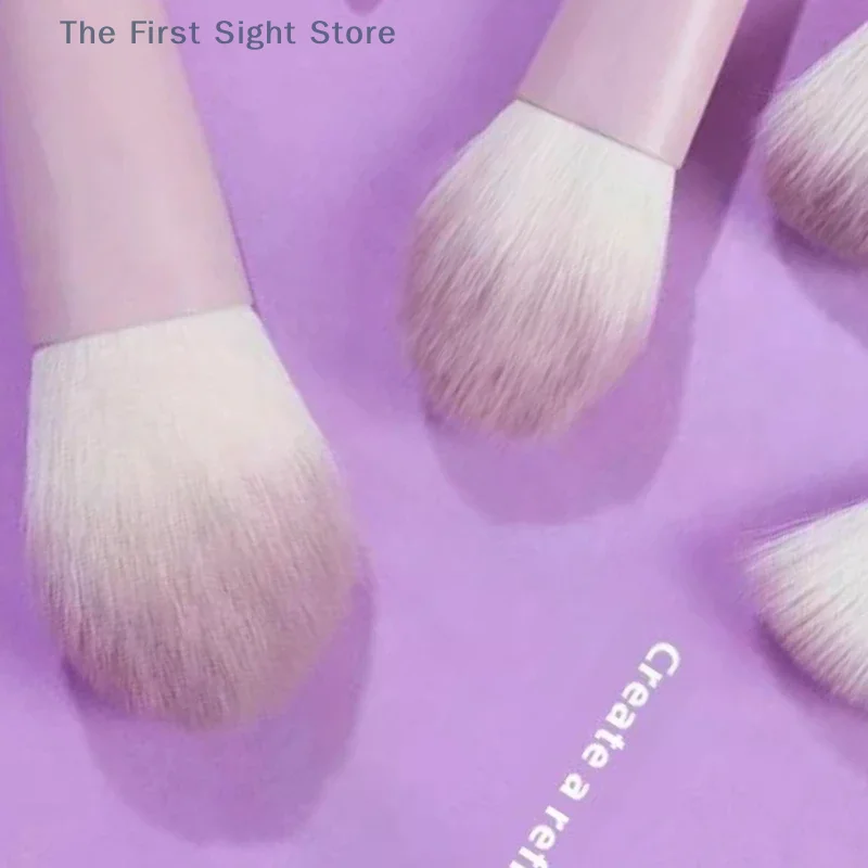 Ensemble de pinceaux de maquillage violets 10 pièces, pinceaux à poudre libre, pinceaux pour ombre à paupières, ensemble complet d'outils de beauté, pinceaux anti-cernes