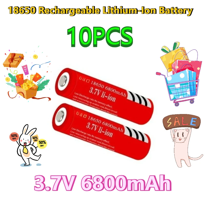 

3.7V 6800mAh 10PCS BRC 18650 Rechargeable Lithium-Ion Battery