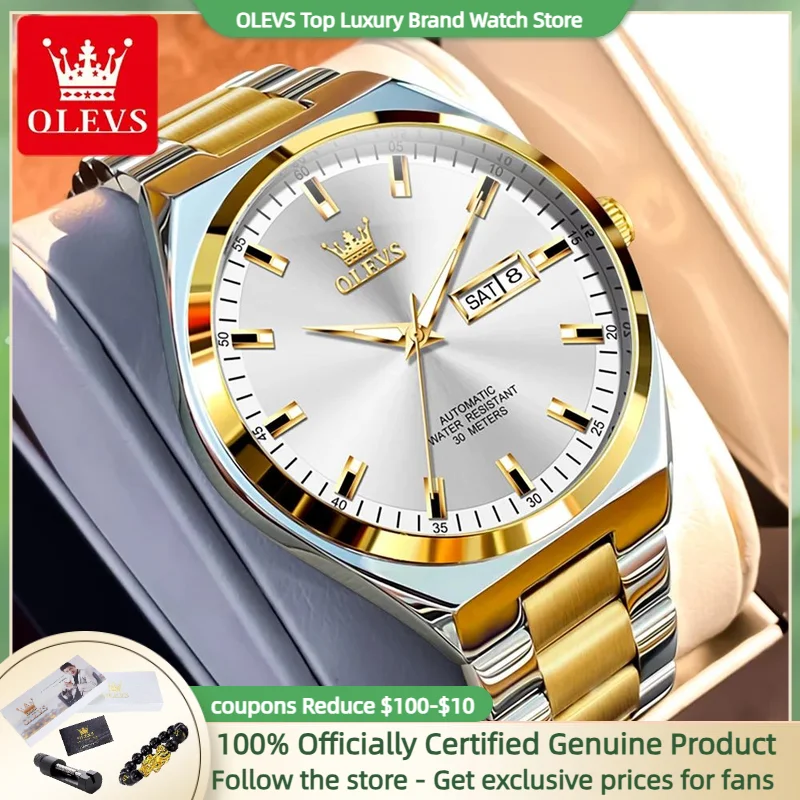 OLEVS Mechanical Watch for Men Luminous Scale Classic Watch Men Top Brand Male Hand Clock Original Man Watch 2024 Trend