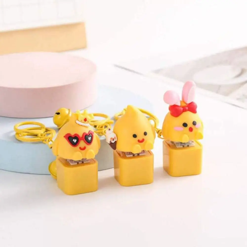 Yellow Chick Wooden Fish Keyboard Keychain Electronic Wooden Fish Mechanical Keyboard Keychain Axle Tester Merit +1