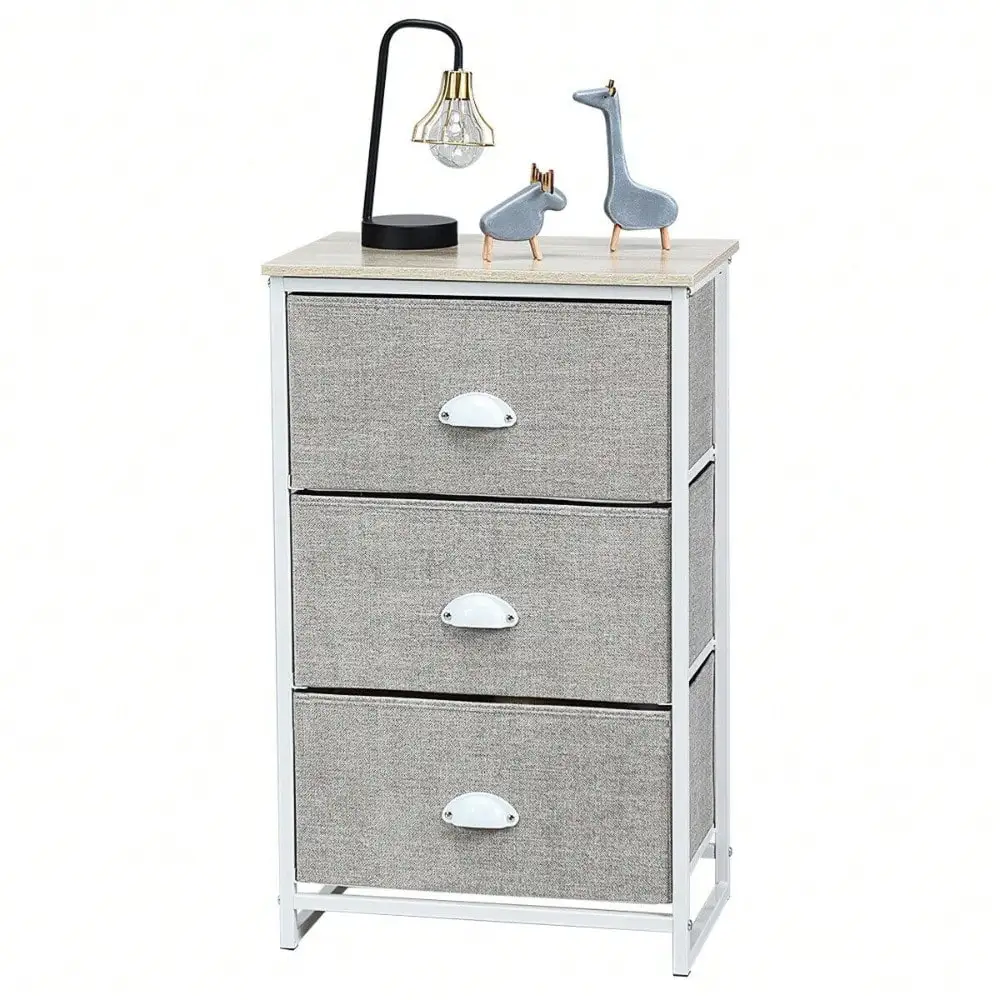 3 Drawers Nightstand Side End Table Storage Tower Dresser Chest Office White