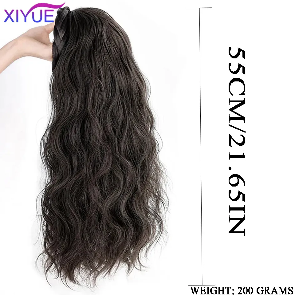 XIYUE peruca de argola longa encaracolada para mulheres, padrão de onda de água, em forma de U, meia cabeça, extensão do cabelo sintético, uma peça