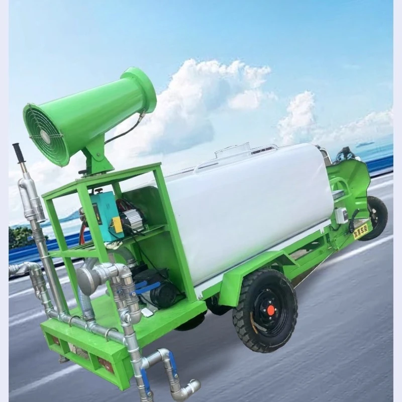 

Sprinkler truck construction site with new energy electric three-wheeled fog cannon fire fighting water cannon truck sanitation