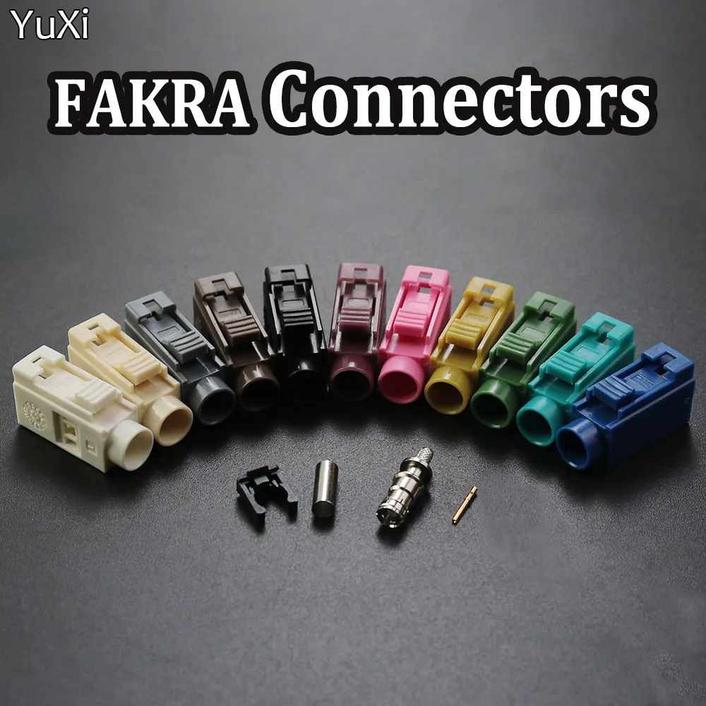 YUXI 1PCS Crimp Connector Car Radio FM GPS Antenna Adapter for RG316 RG174 Pigtail Cable Fakra A B C D E F G H I K Z Female