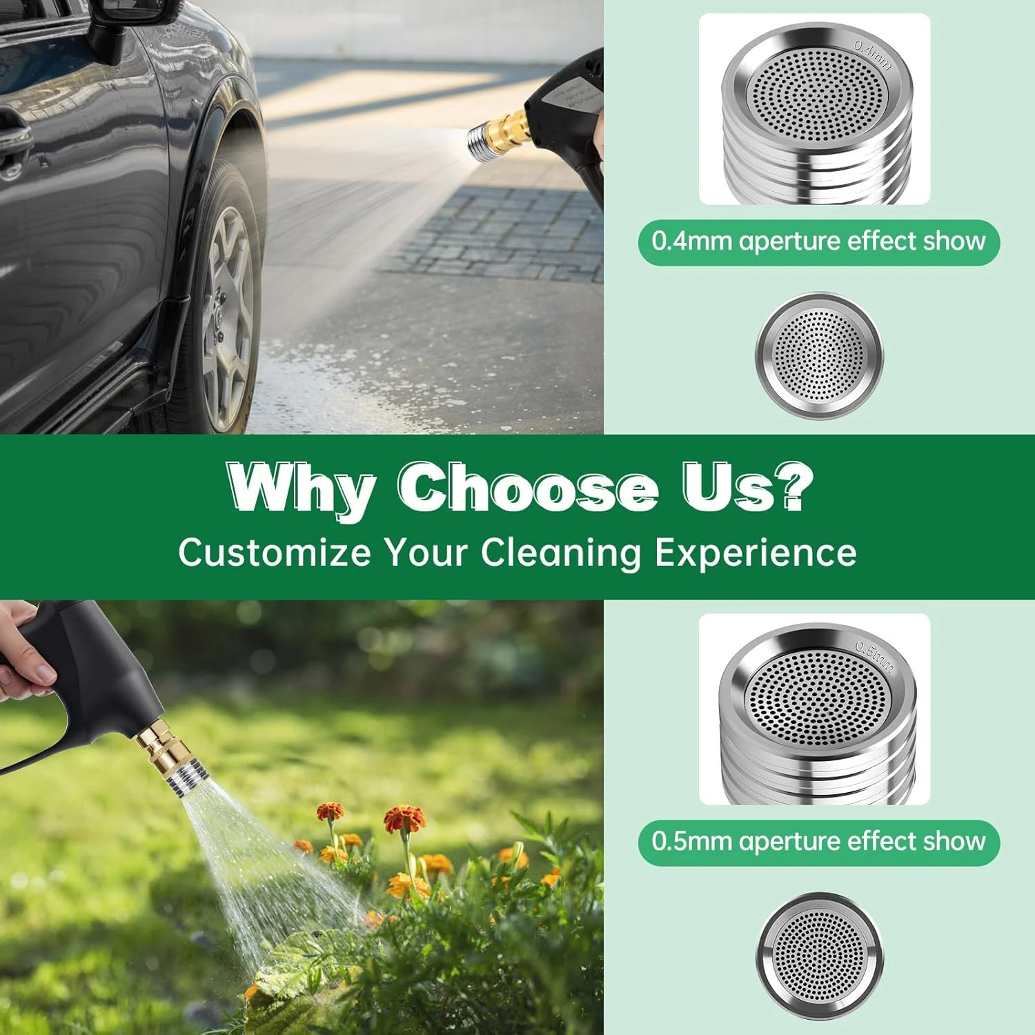 ملحق غسالة الضغط خفيف الوزن، ملحق التنظيف، رذاذ عالي الحجم، فوهة موصل سريع، فوهة ماء مقاومة للصدأ #4