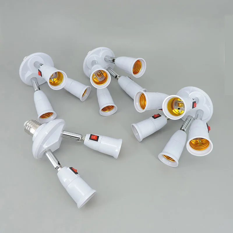 E27 TO 2 3 4 5 in 1 E27 head way flexible LED Light Bulb lamp Holder Base Socket button switch Splitter Converter AC power s1