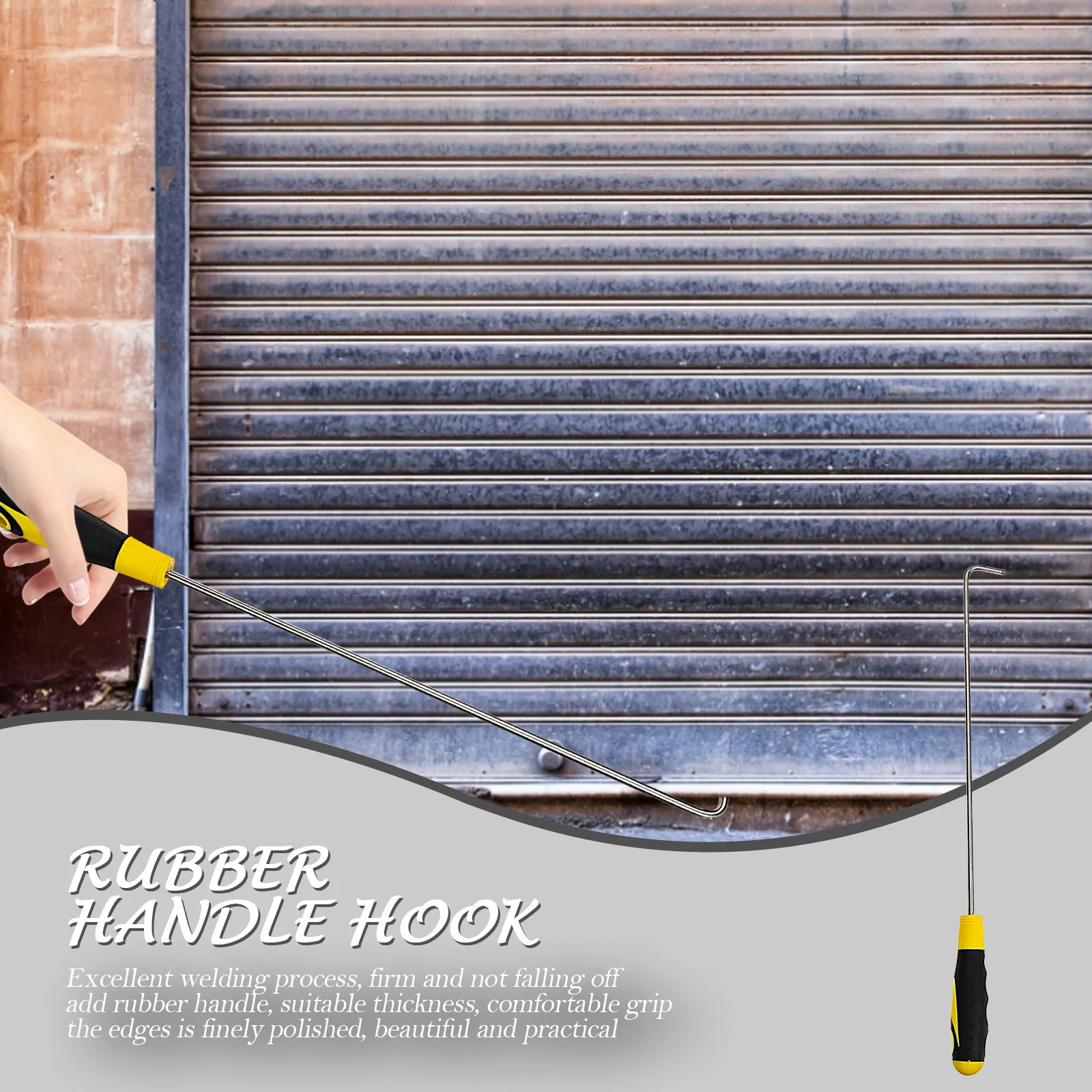 

Rolling Door Hook Rubber Handle Smooth Finish No Burrs Waterproof Durable Manhole Cover Lifter Household Shutter Door Tool