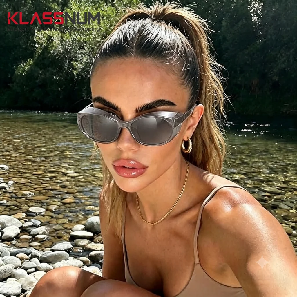 KLASSNUM Unisex Safety Glasses Windproof Widen Sun Glasses Fashon Oversized Square Shield Sunglasses For Women Men UV400 Eyewear
