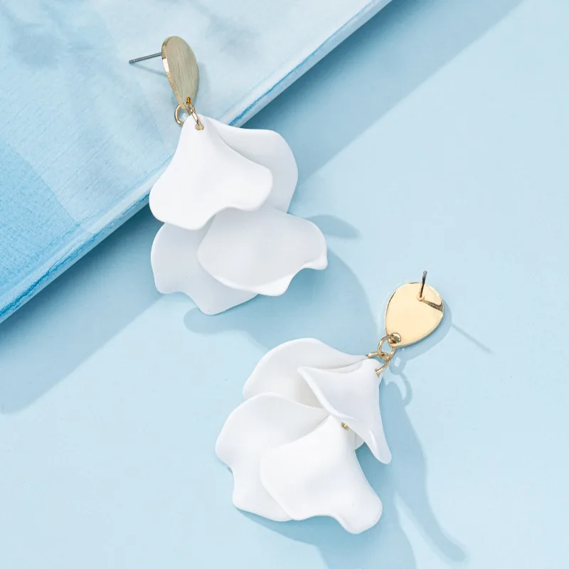 Irregular Petal Tassel Earrings for Women Exaggerated Design Light Luxury Earrings Personalised High Sense Niche  Jewelry Gift