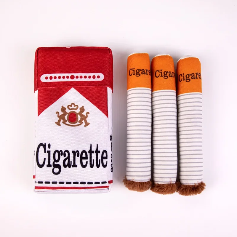 Novelty Cigarette Pack Plush Dog Toy – Squeaky Set