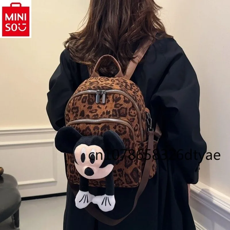 MINISO vintage wzór w cętki Mickey Tote torba damska, wysokiej jakości płótno, o dużej pojemności, lekki i wszechstronny plecak