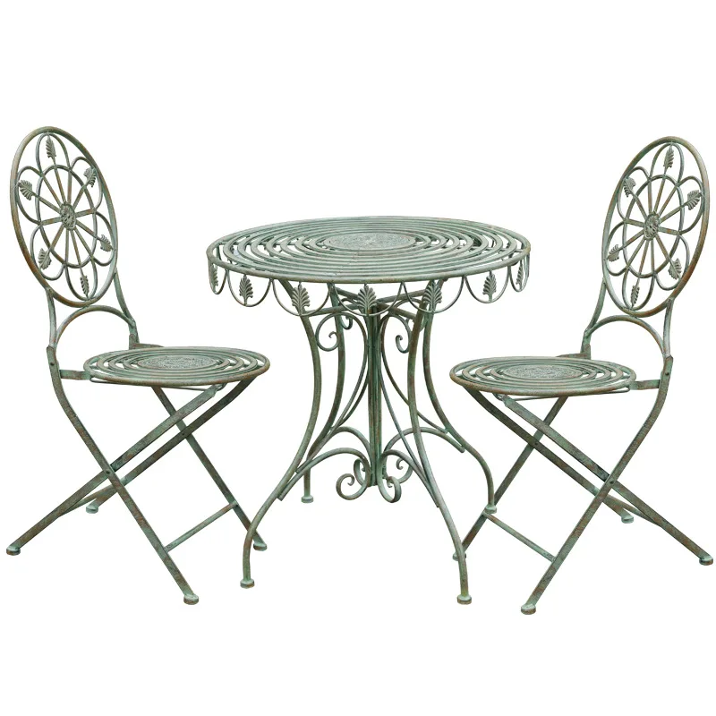 

retro wrought iron courtyard folding outdoor garden leisure terrace back chair outdoor chair