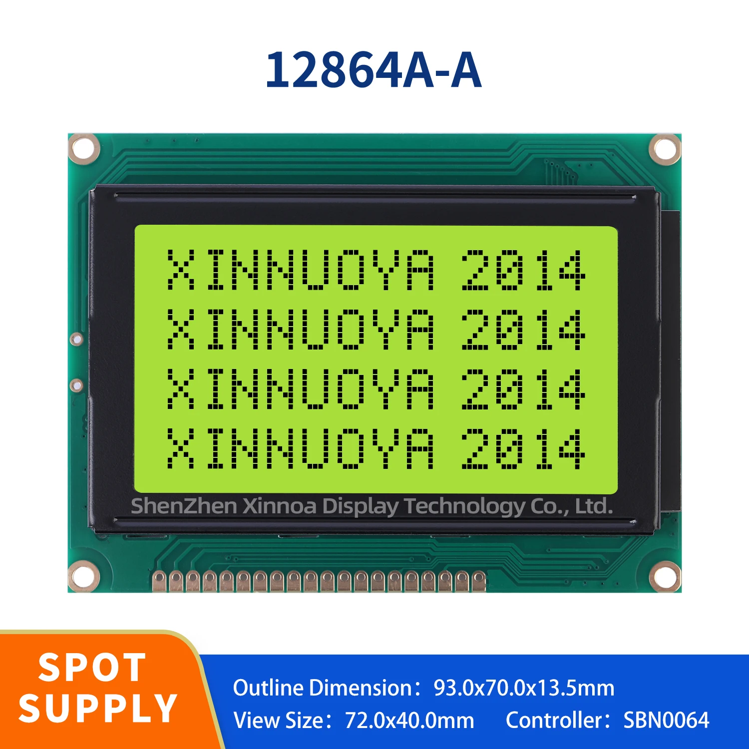 WG12864A-YYH 20PIN 5V 128X64 Dot Blue Yellow Screen 12864 Display with Backlight NT7108C NT7108T Parallel Port LCD12864